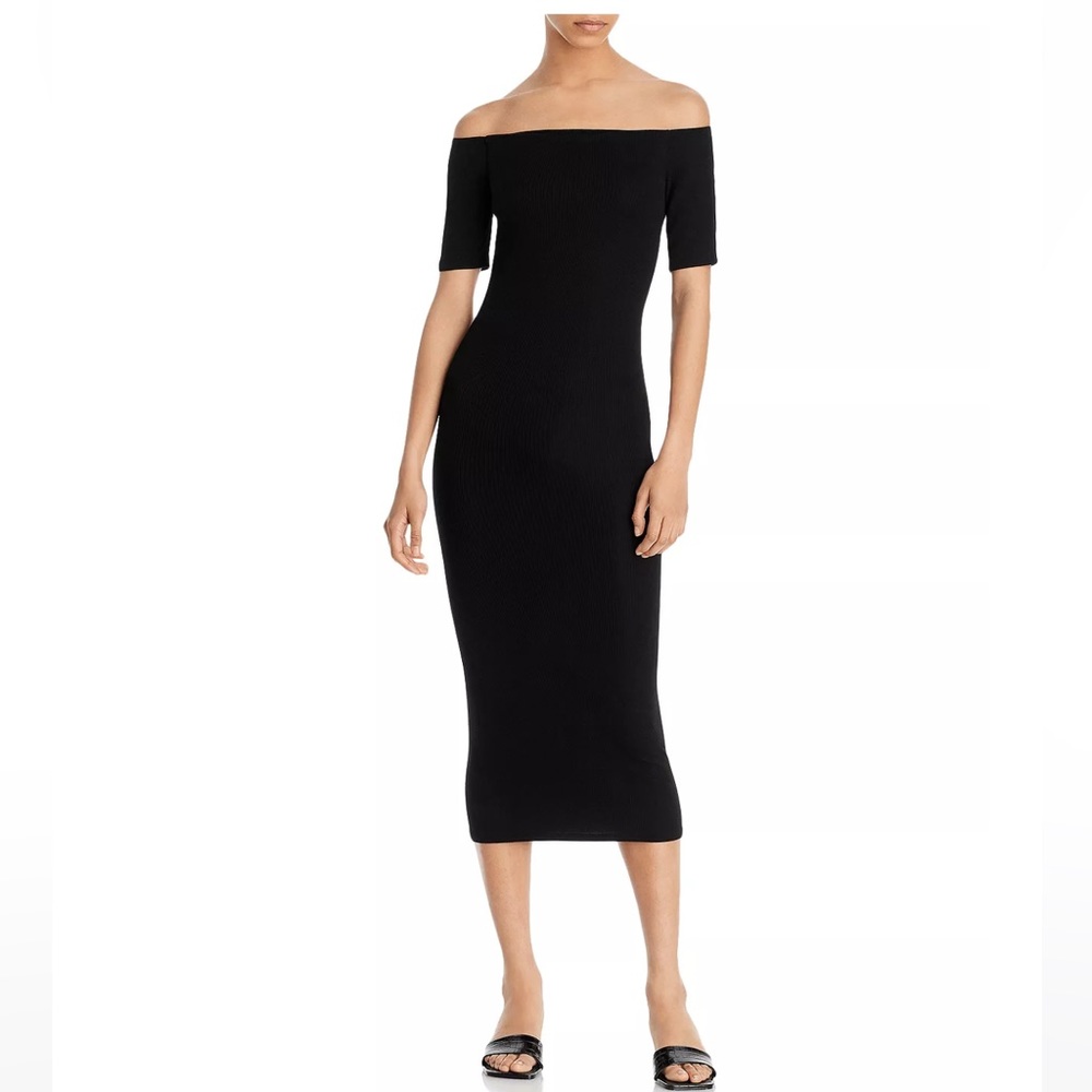 Enza Costa Off The Shoulder Midi Dress - black